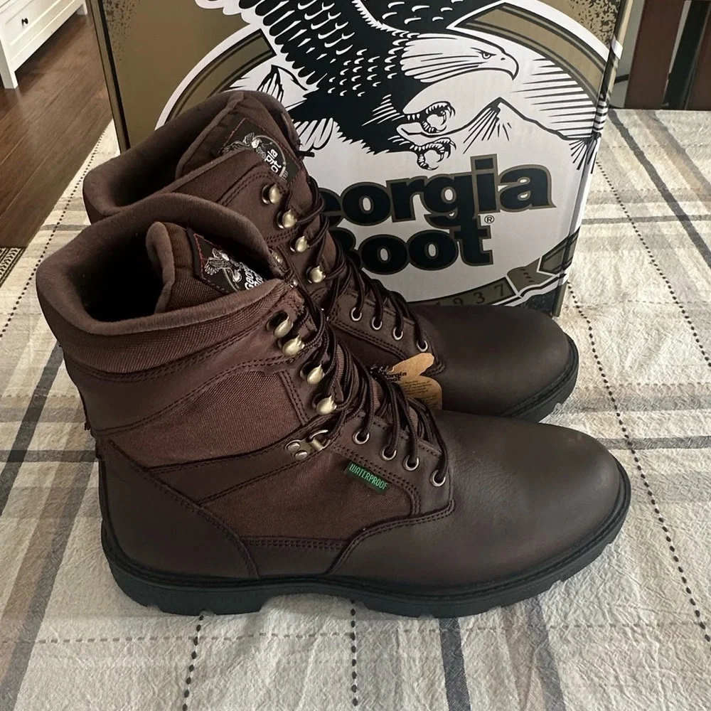 Georgia Boot Genuine Leather Brown Boots 11 1/2W (NWT)